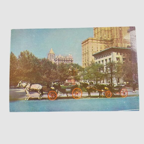Vintage Postcard New York 59th Street Fifth Avenue Prolacprint u Lumitone Brown - Picture 1 of 6